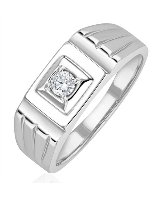 The Diamond Store Metallic Solitaire Signet Lab Diamond Ring 0.15Ct for men