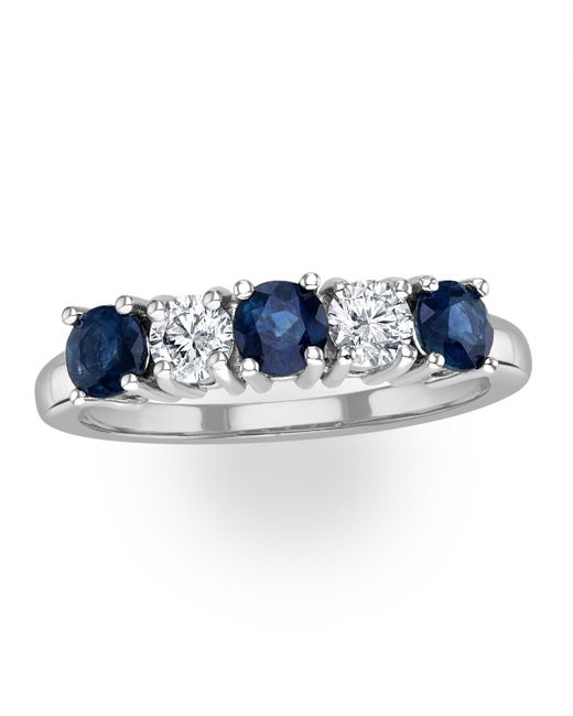 The Diamond Store Blue Sapphire 0.90Ct And Diamond Ring 0.40Ct 18K Ft26