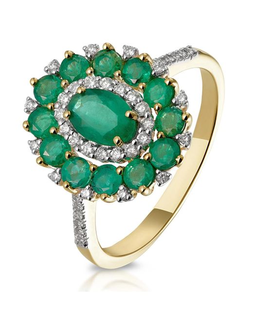The Diamond Store Green 1.35Ct Emerald Asteria Collection Lab Diamond Halo Ring