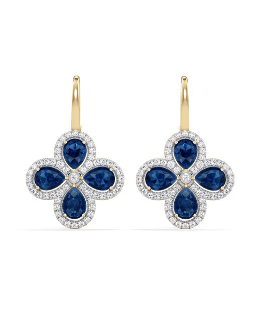 The Diamond Store Blue Bloom 4.75Ct Lab Sapphire And Lab Diamond Earrings