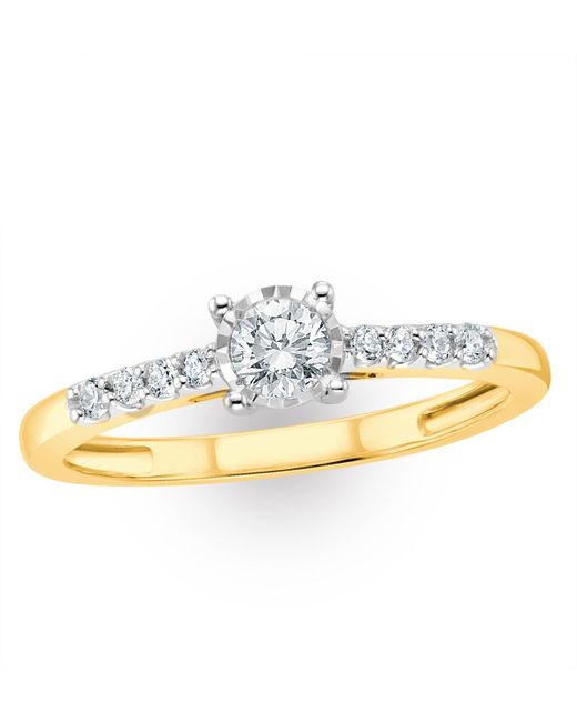 The Diamond Store Metallic Lab Diamond Side Stone Engagement Ring 0.25Ct H/Si