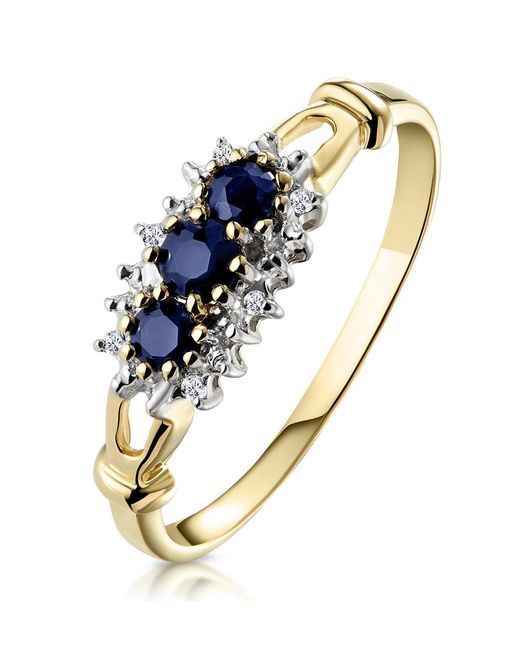 The Diamond Store Blue Sapphire 0.34Ct And Diamond 9K Ring