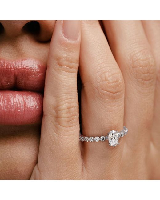 The Diamond Store White Solstice Oval Cut 0.80Ct Lab Diamond Engagement Ring F/Vs