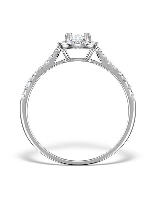 The Diamond Store Metallic Halo Engagement Ring Ella 0.80Ct Vs Emerald Cut Diamonds 18Kw