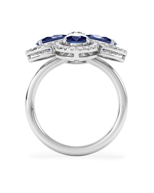 The Diamond Store Blue Bloom 3.40Ct Lab Sapphire And Lab Diamond Ring