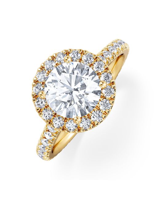 The Diamond Store Metallic 2.30Ct Reina Lab Diamond Halo Engagement Ring