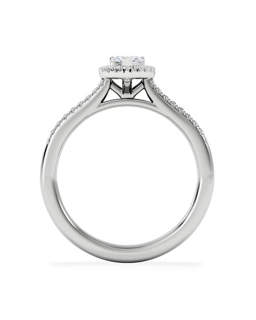The Diamond Store White Lumia Heart Cut Lab Diamond Halo Ring 0.50Ct F/Vs