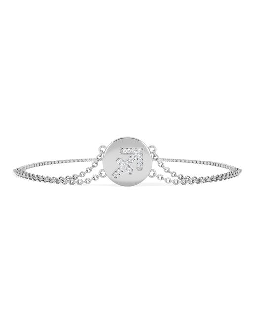 The Diamond Store White Astrology Sagittarius 0.07Ct Lab Grown Diamond Adjustable Medallion Bracelet Sterling