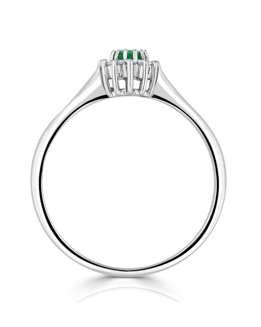 The Diamond Store Metallic Emerald 4 X 3Mm And Diamond 9K Ring