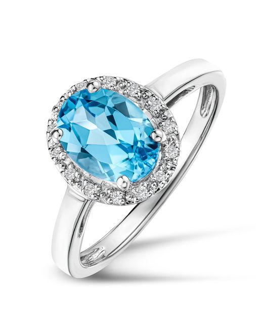 The Diamond Store Blue Topaz 1.56Ct And Diamond 925 Sterling Ring