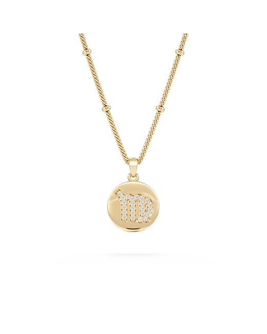 The Diamond Store Metallic Astrology Virgo 0.07Ct Lab Grown Diamond Medallion Pendant Necklace