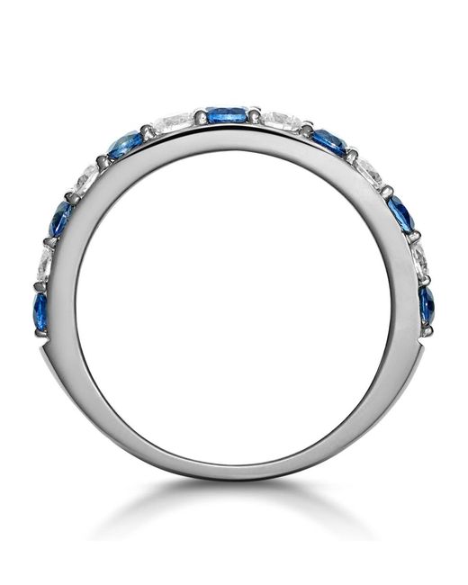 The Diamond Store Blue Sapphire And 0.50Ct Lab Diamond Asteria Eternity Ring 9K