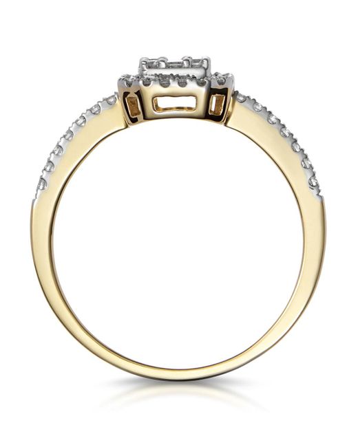 The Diamond Store Metallic 0.40Ct Halo Baguette Diamond Ring Asteria Collection