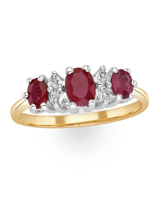 The Diamond Store Metallic Ruby 0.85Ct And Diamond 9K Ring