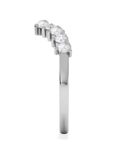 The Diamond Store White Starlit Pearl And Lab Diamond Wishbone Ring