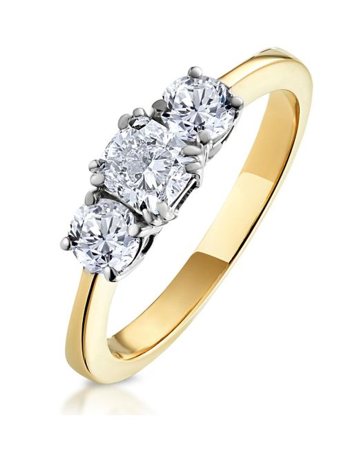 The Diamond Store Metallic 3 Stone Meghan Lab Diamond Engagement Ring 1Ct F/Vs1
