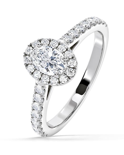The Diamond Store Metallic Georgina Gia Oval Diamond Halo Engagement Ring 18Kw 1.30Ct G/Vs1