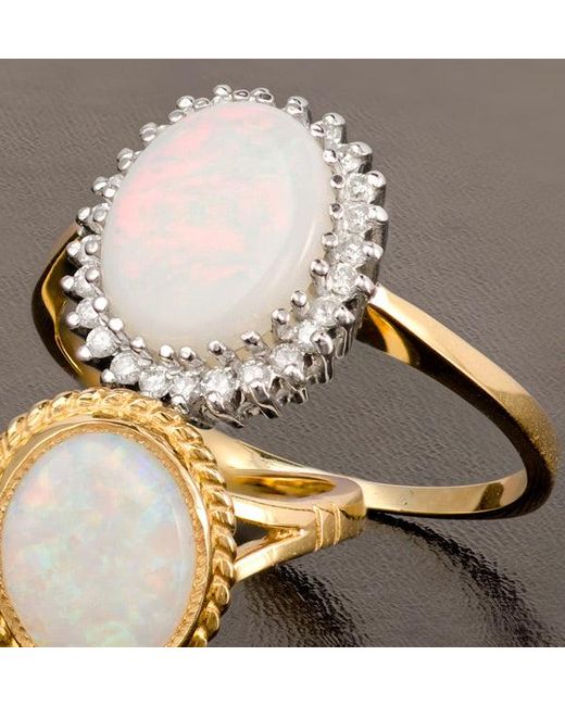 The Diamond Store Metallic Opal 10 X 8Mm And Diamond 9K Ring