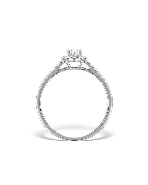 The Diamond Store White Halo Engagement Ring Ella 0.81Ct Vs Pear Shape Diamond 18K