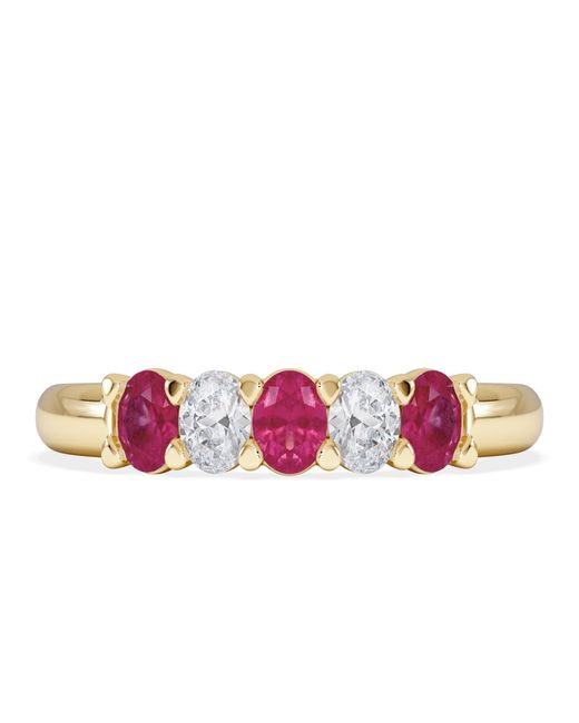 The Diamond Store Pink Solene 0.75Ct Oval Cut Lab Ruby And Lab Diamond Half Band Eternity Ring