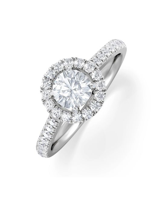 The Diamond Store White Ella Halo Lab Diamond Engagement Ring 0.86Ct F/Vs1
