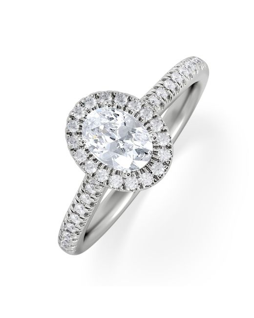 The Diamond Store White Lumia Oval Cut Lab Diamond Halo Ring 0.70Ct F/Vs