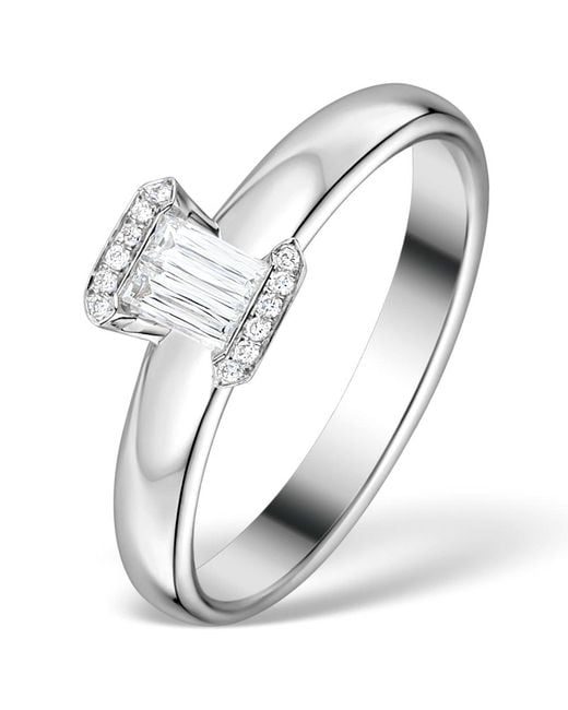 The Diamond Store Metallic 0.30Ct Ideal Prince Cut Diamond And 18K H/Si Ring