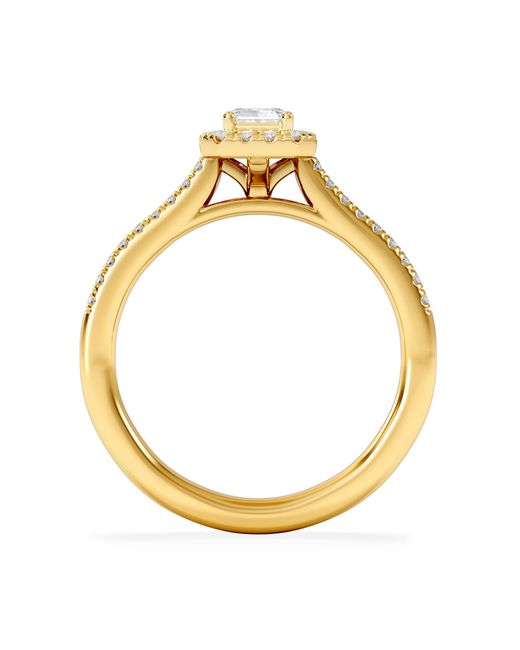 The Diamond Store Metallic Lumia Cut Emerald Cut Lab Diamond Halo Ring 0.70Ct F/Vs