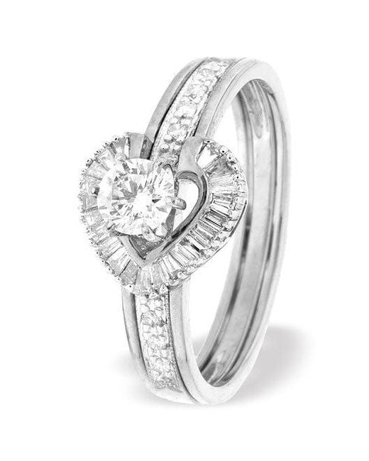 The Diamond Store Metallic Diamond 0.65Ct And 9K Solitaire Ring With Shoulders
