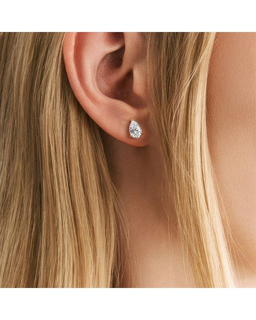 The Diamond Store Blue 2.00Ct Pear Cut Lab Diamond Stud Earrings