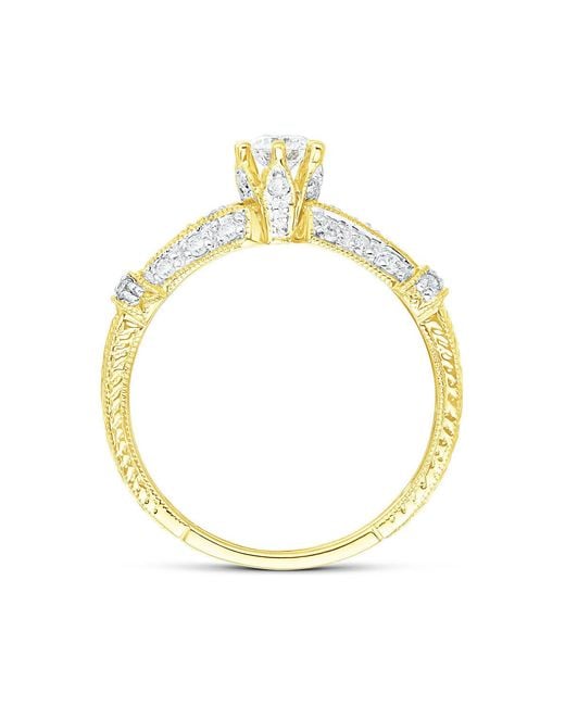 The Diamond Store Metallic Diamond 0.65Ct And 9K Solitaire Ring With Shoulders