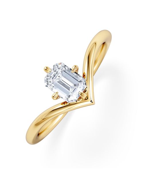 The Diamond Store Metallic Vela 0.50Ct Emerald Cut Lab Diamond Solitaire Engagement Ring