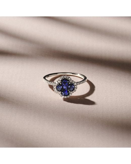 The Diamond Store Blue Alegria 1.00Ct Lab Sapphire Halo Ring