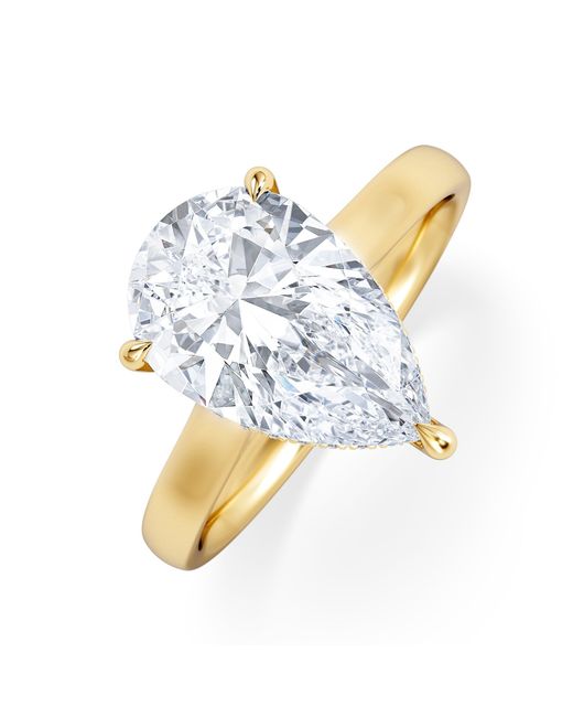 The Diamond Store Blue Amora Pear 3.11Ct Hidden Halo Lab Diamond Engagement Ring G/Vs Set