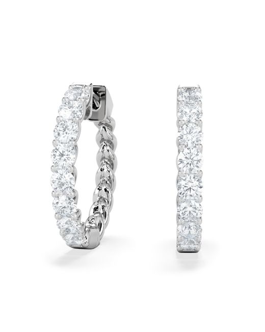 The Diamond Store White Braided 2.00Ct Round Cut Lab Diamond Hoop Earrings