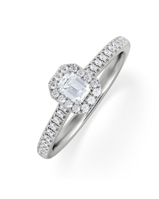 The Diamond Store White Lumia Emerald Cut Lab Diamond Halo Ring 0.33Ct F/Vs