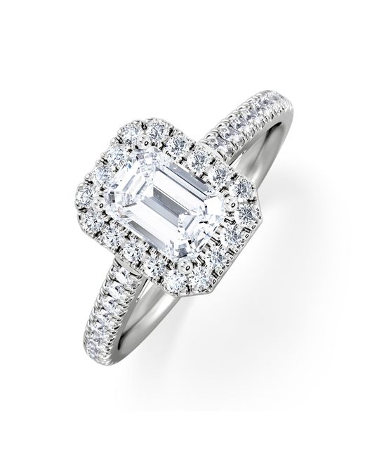 The Diamond Store White Annabelle Lab Diamond Halo Engagement Ring 18K 1.65Ct F/Vs1