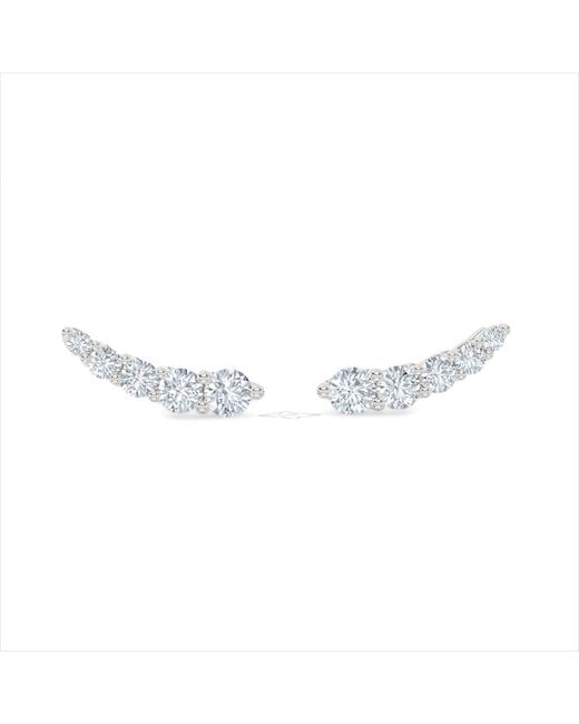 The Diamond Store Metallic Legacy 1.00Ct Round Cut Lab Diamond Ear Climber Earrings