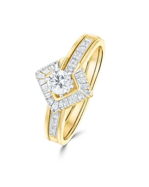 The Diamond Store Metallic Diamond 0.65Ct And 9K Solitaire Ring With Shoulders