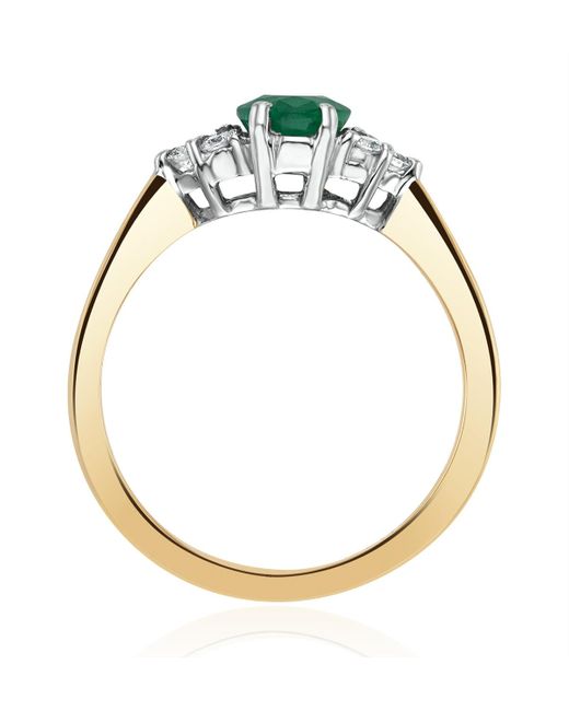 The Diamond Store Multicolor Emerald 0.75Ct And Diamond 18K Ring N4300