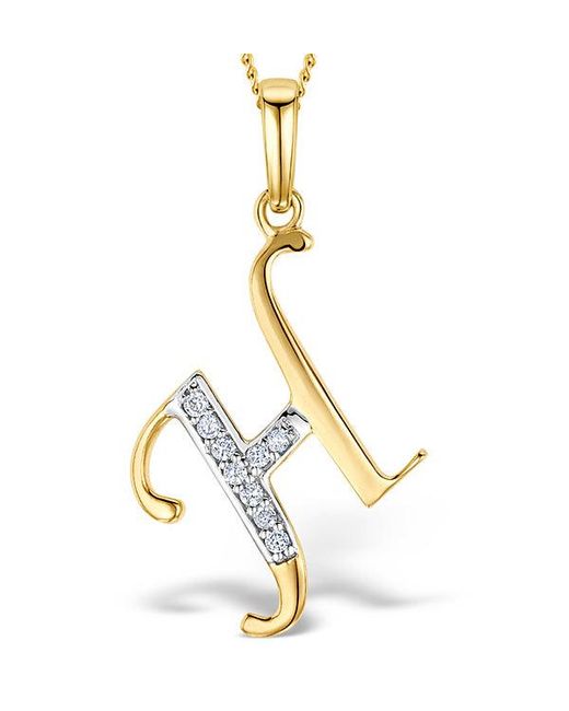 The Diamond Store Metallic Initial 'H' 0.05Ct Lab Diamond Pendant Necklace