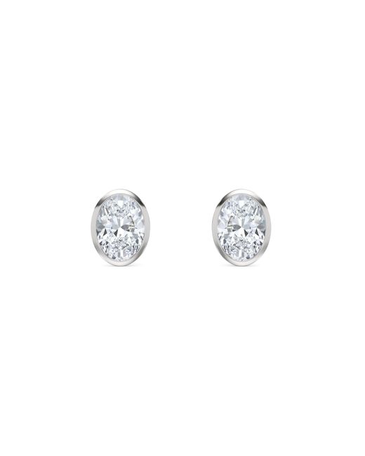 The Diamond Store Metallic Bezel Set 2.00Ct Oval Cut Lab Diamond Stud Earrings