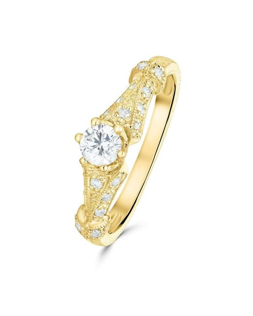 The Diamond Store Metallic Diamond 0.65Ct And 9K Solitaire Ring With Shoulders