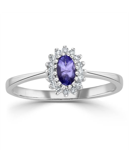 The Diamond Store Blue Tanzanite 5 X 3Mm And Diamond 9K Ring A4323Y