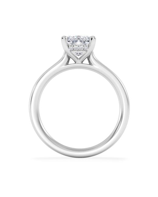 The Diamond Store White Amora 2.00Ct Elongated Cushion Cut Lab Diamond Hidden Halo Solitaire Engagement Ring