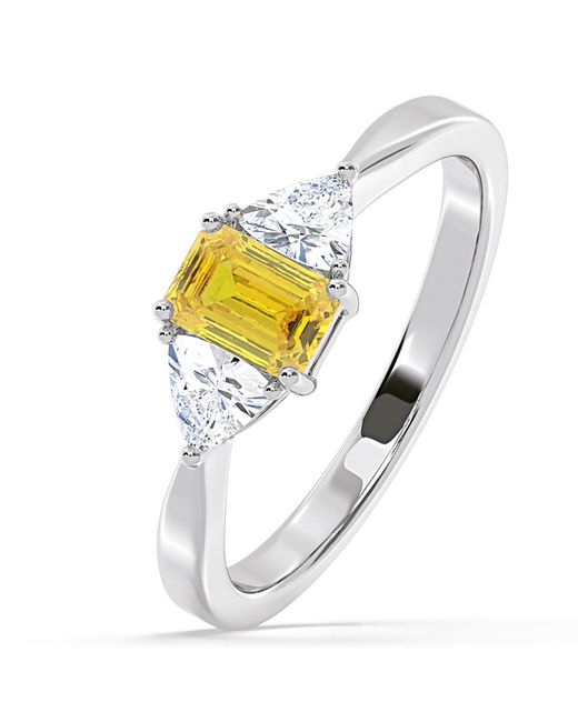 The Diamond Store Metallic Aurora Lab Diamond Emerald Cut And Trillion 1.00Ct Ring