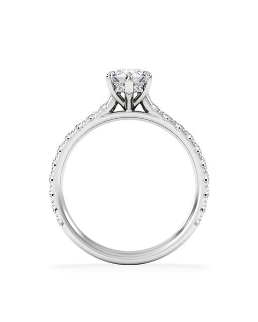 The Diamond Store White Amora Marquise 1.47Ct Hidden Halo Lab Diamond Engagement Ring With Side Stones Set