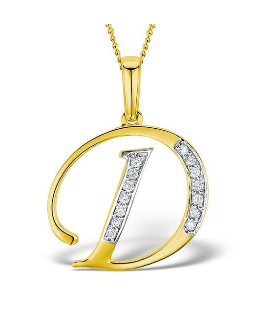 The Diamond Store Metallic Initial 'D' 0.05Ct Lab Diamond Pendant Necklace