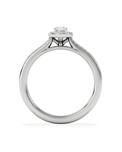 The Diamond Store White Lumia Oval Cut Lab Diamond Halo Ring 0.50Ct F/Vs