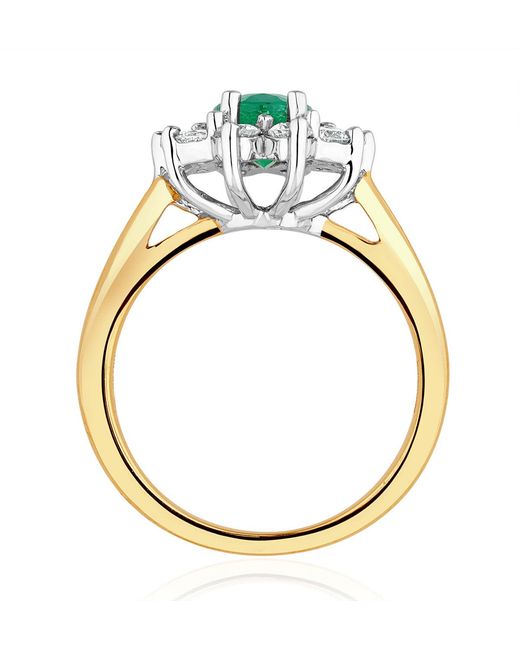 The Diamond Store Green Emerald 0.70Ct And Diamond 0.50Ct 18K Ring